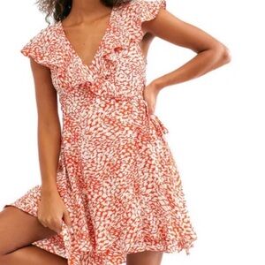Free People Feminine Casual Ruffle French Quarter Wrap Mini Dress Size Large